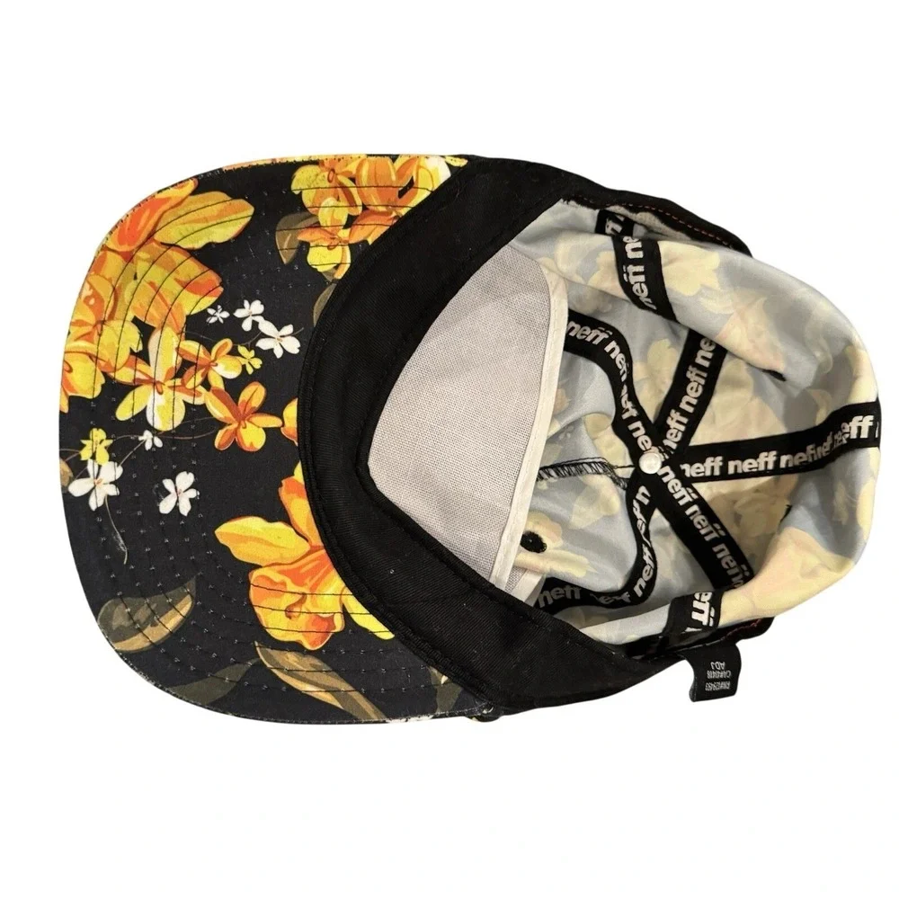 Neff Tropical Snapback Adjustable Cap Floral All Over Logo Flat Bill Hat